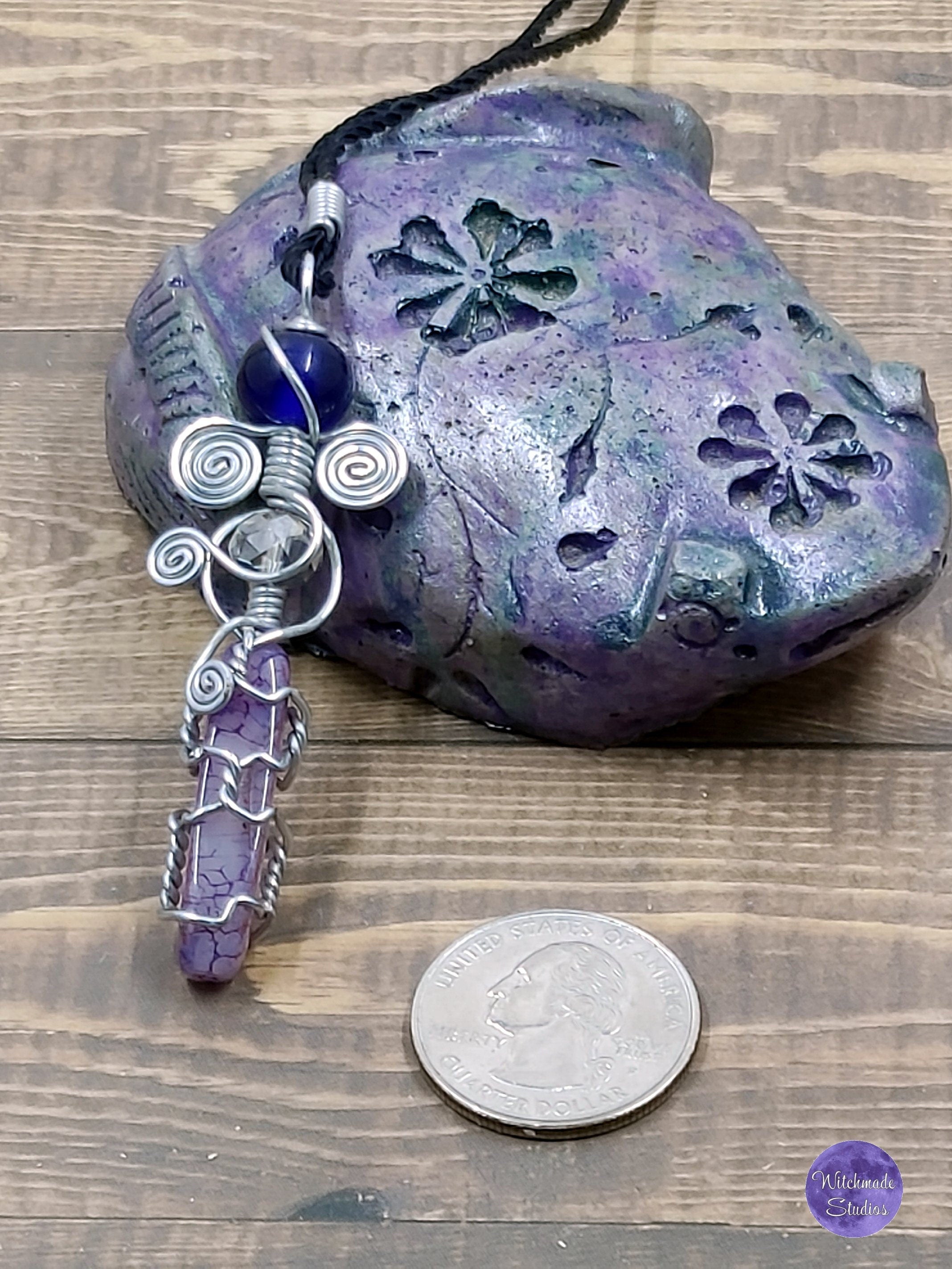 Dragon Vein Wire Wrap Crystal Necklace, Copper Metaphysical Jewelry JN24