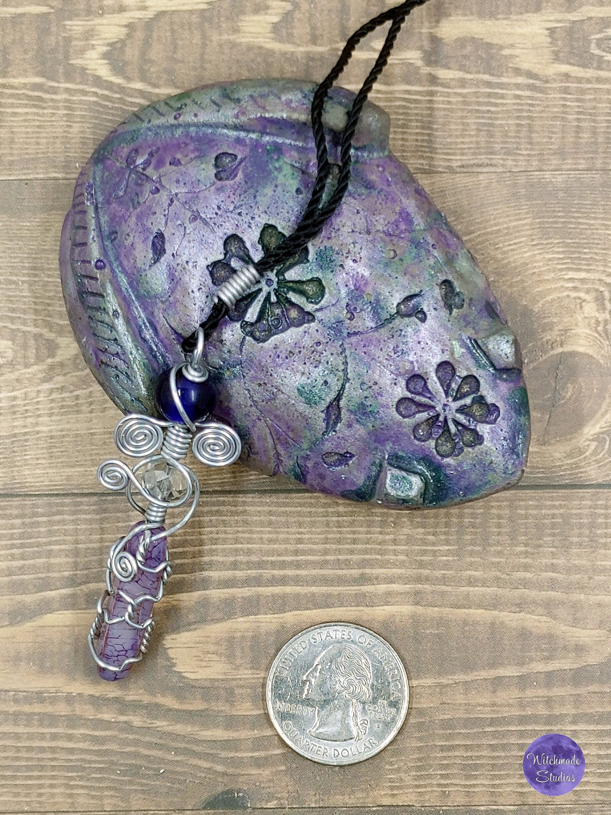 Dragon Vein Wire Wrap Crystal Necklace, Copper Metaphysical Jewelry JN24