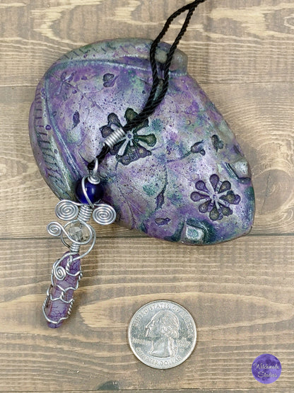 Dragon Vein Wire Wrap Crystal Necklace, Copper Metaphysical Jewelry JN24