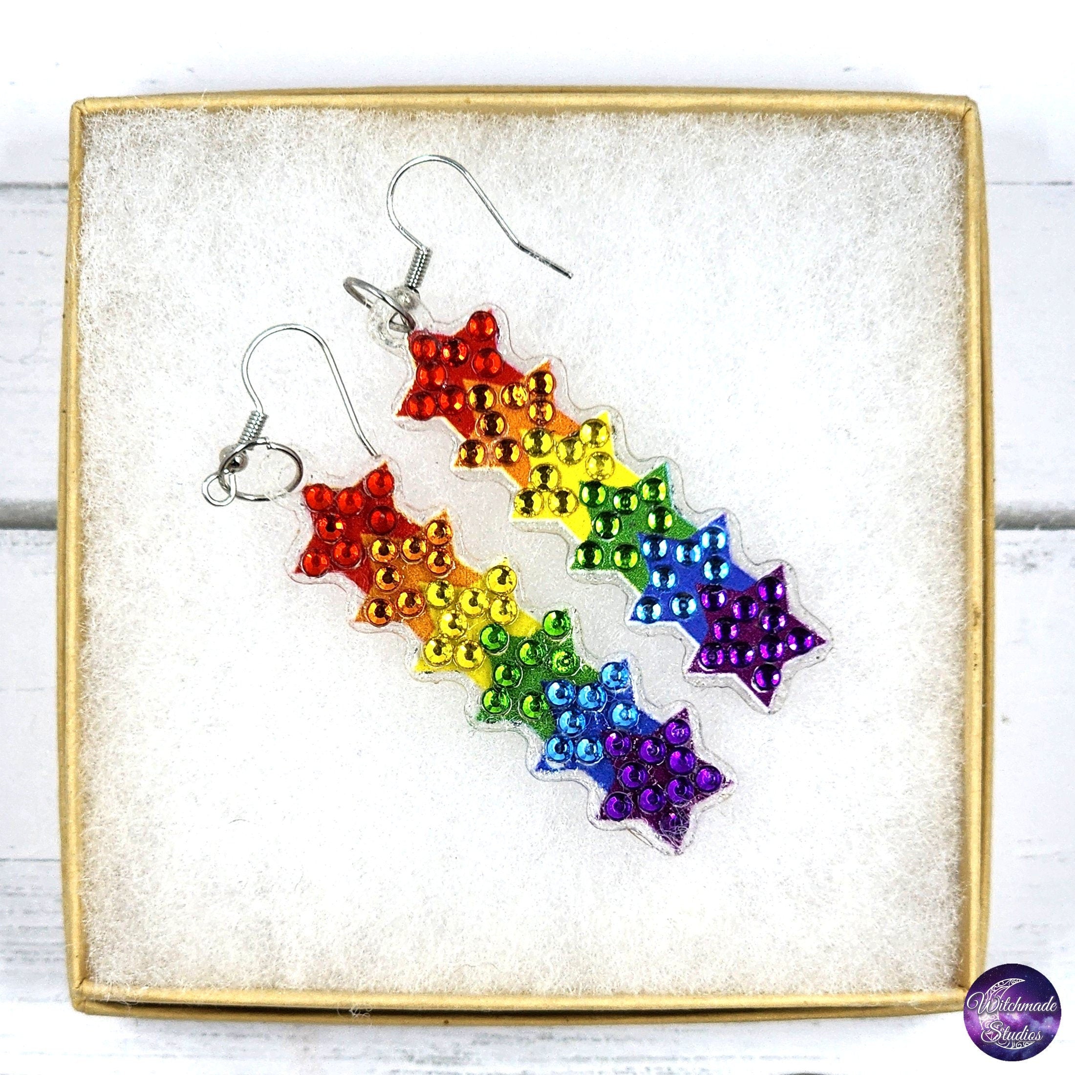 Pride Diamond Painting Earrings, LGBTQIA Jewelry