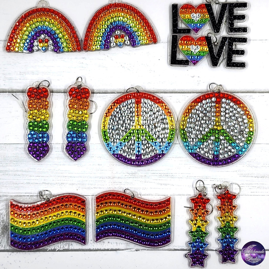 Pride Diamond Painting Earrings, LGBTQIA Jewelry