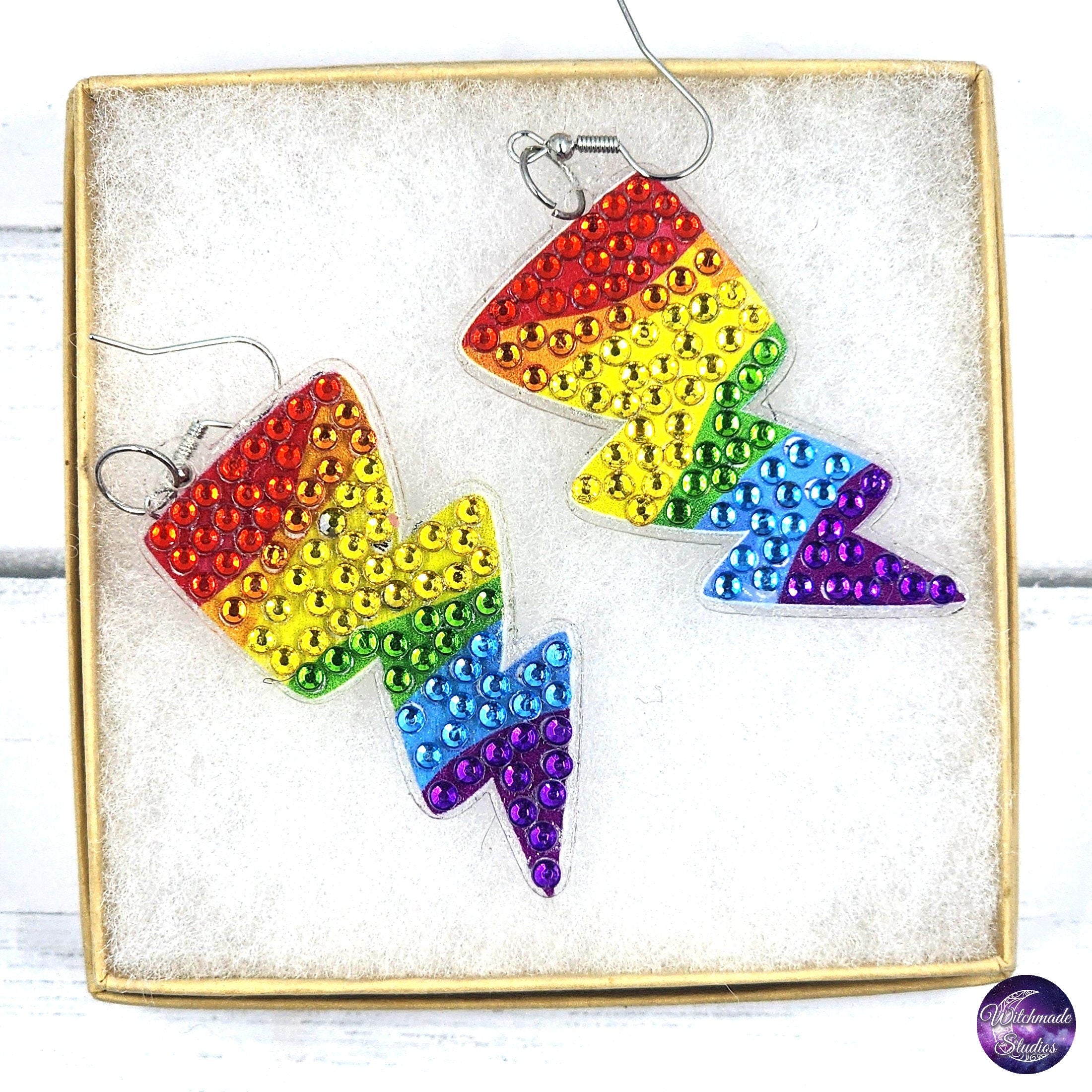 Pride Diamond Painting Earrings, LGBTQIA Acrylic Jewelry