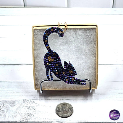 Diamond Painting Cat Keychain, Moon Ornament, Suncatcher, Zipper Pull
