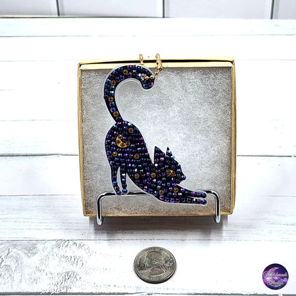 Diamond Painting Cat Keychain, Moon Ornament, Suncatcher, Zipper Pull