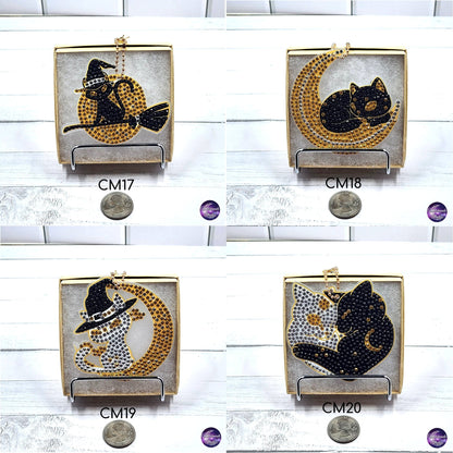 Cat and Moon Diamond Painting Keychain, Suncatcher Ornament