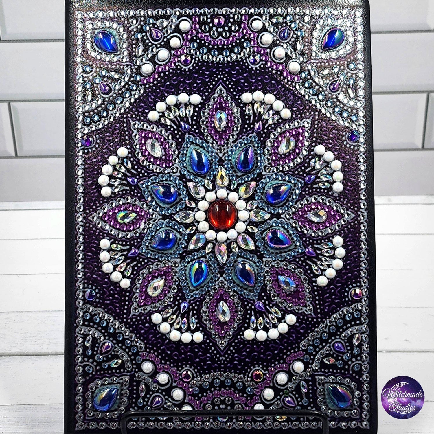Blue and Purple Mandala Journal, Rhinestone Diary, Grimoire, Unlined J12