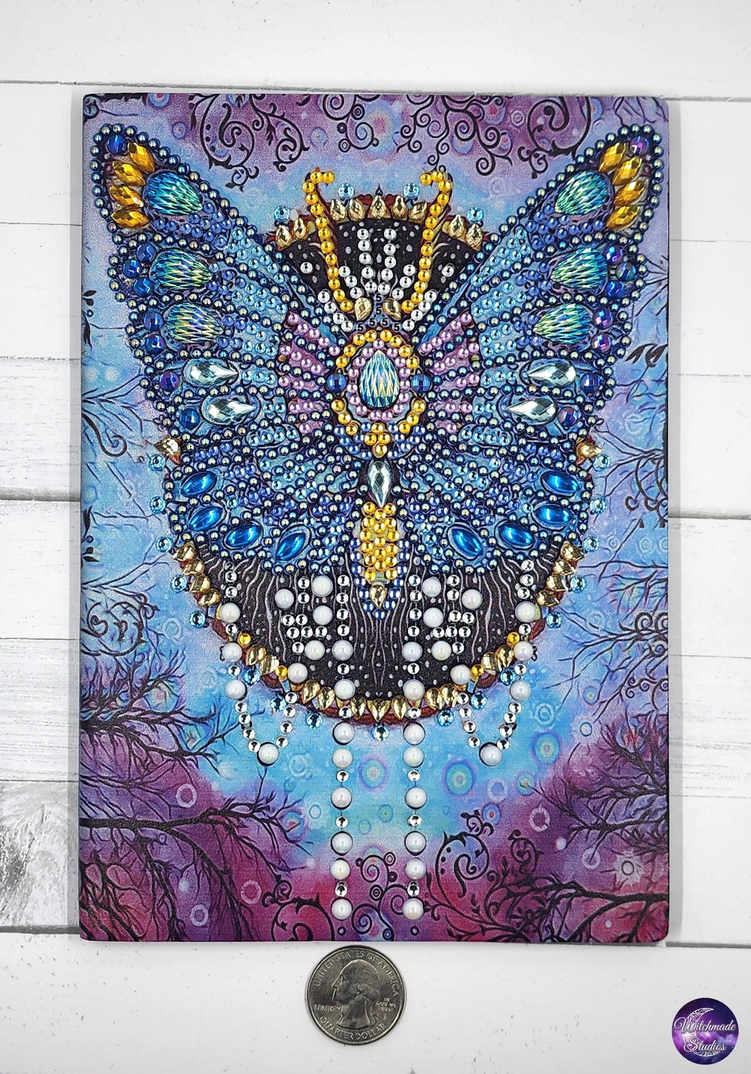 Butterfly Diamond Painting Notebook, Purple Blue Unlined Journal J02