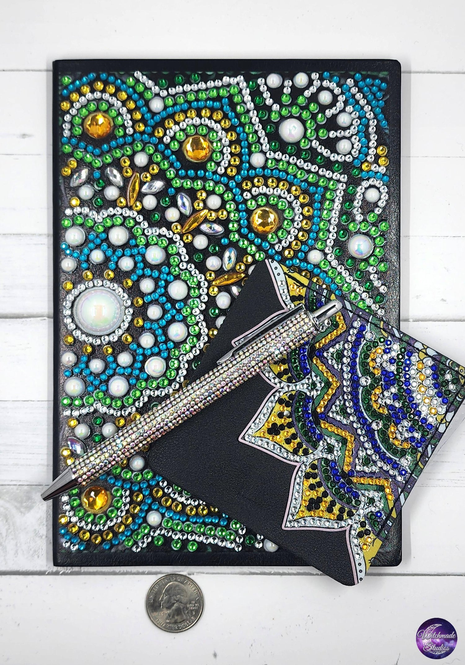 Blinged Flower Notebook Set, Journal, Pen, Bookmark JS01