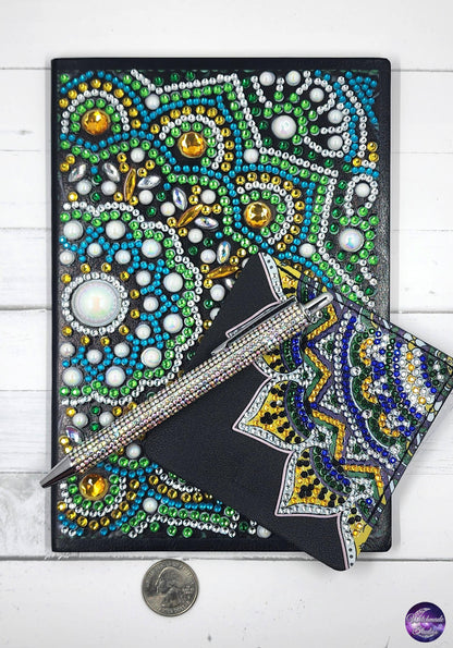 Blinged Flower Notebook Set, Journal, Pen, Bookmark JS01