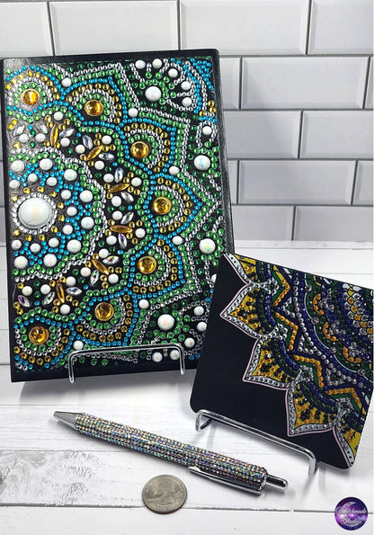 Blinged Flower Notebook Set, Journal, Pen, Bookmark JS01