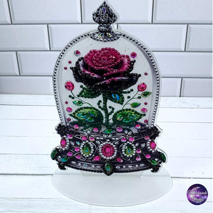 Domed Rose Table Decor, Acrylic Crystals, Bling Ornament