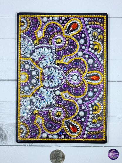 Purple and Gold Mandala Journal, Crystal Diamond Design, Unlined Diary J40