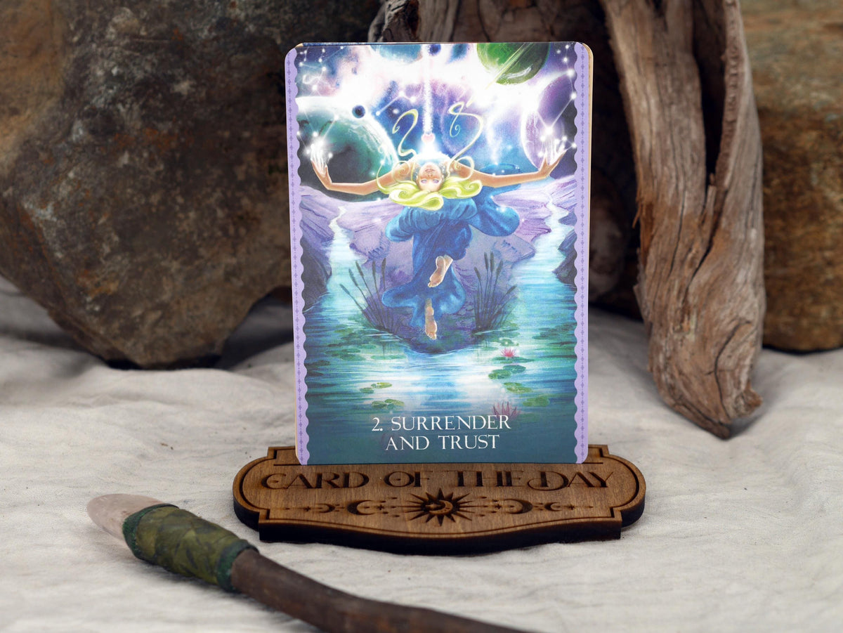 Walnut Tarot Card Holder: Solid Wood Altar Decor