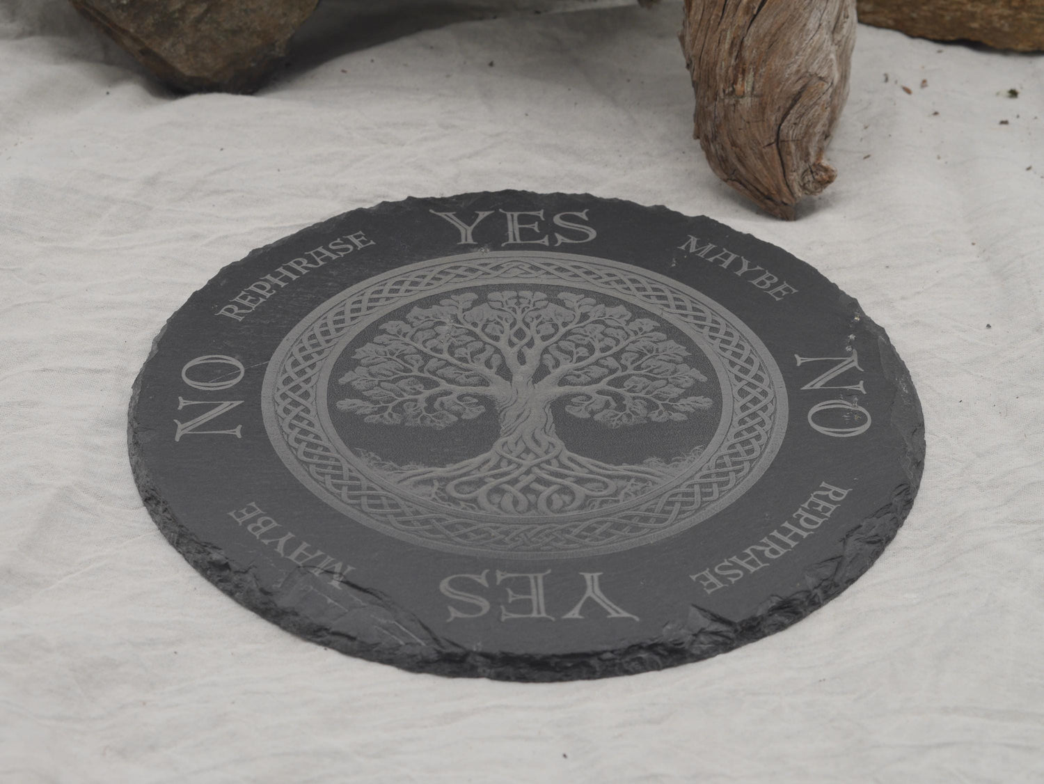 Celtic Tree of Life Pendulum Board on Natural Slate Tray - Yggdrasill -Divination - Altar Piece