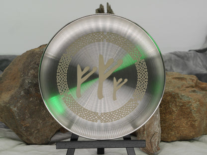 Fehu Rune Altar Plate – Engraved Stainless Steel Abundance Offering Bowl