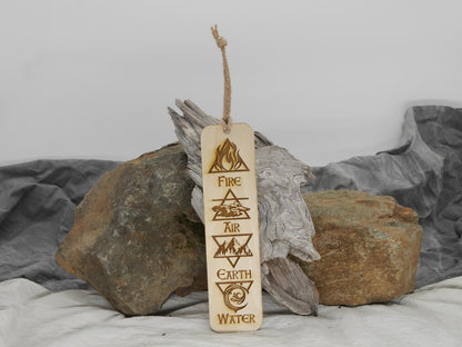 Four Elements Wood Wall Hanging: Altar Decor, Pagan Witchy Art