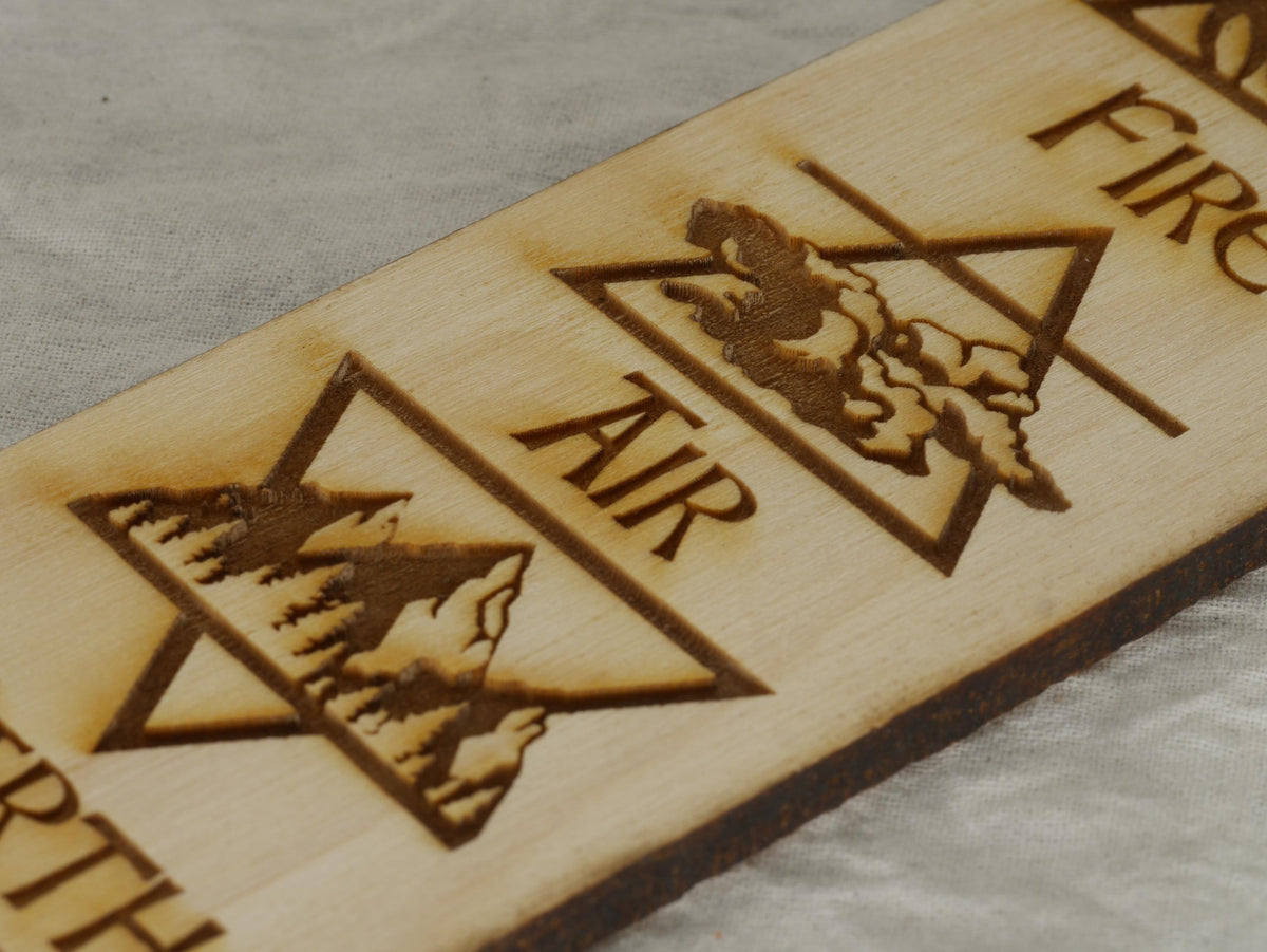 Four Elements Wood Wall Hanging: Altar Decor, Pagan Witchy Art
