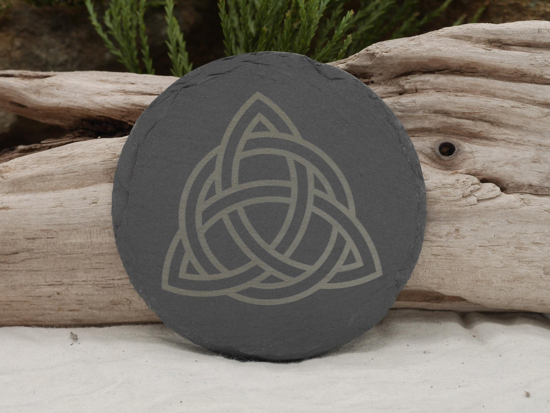 Triquetra Natural Slate Mini Altar Tray / Coaster - 4 Inches - Altar Piece - Offering Plate