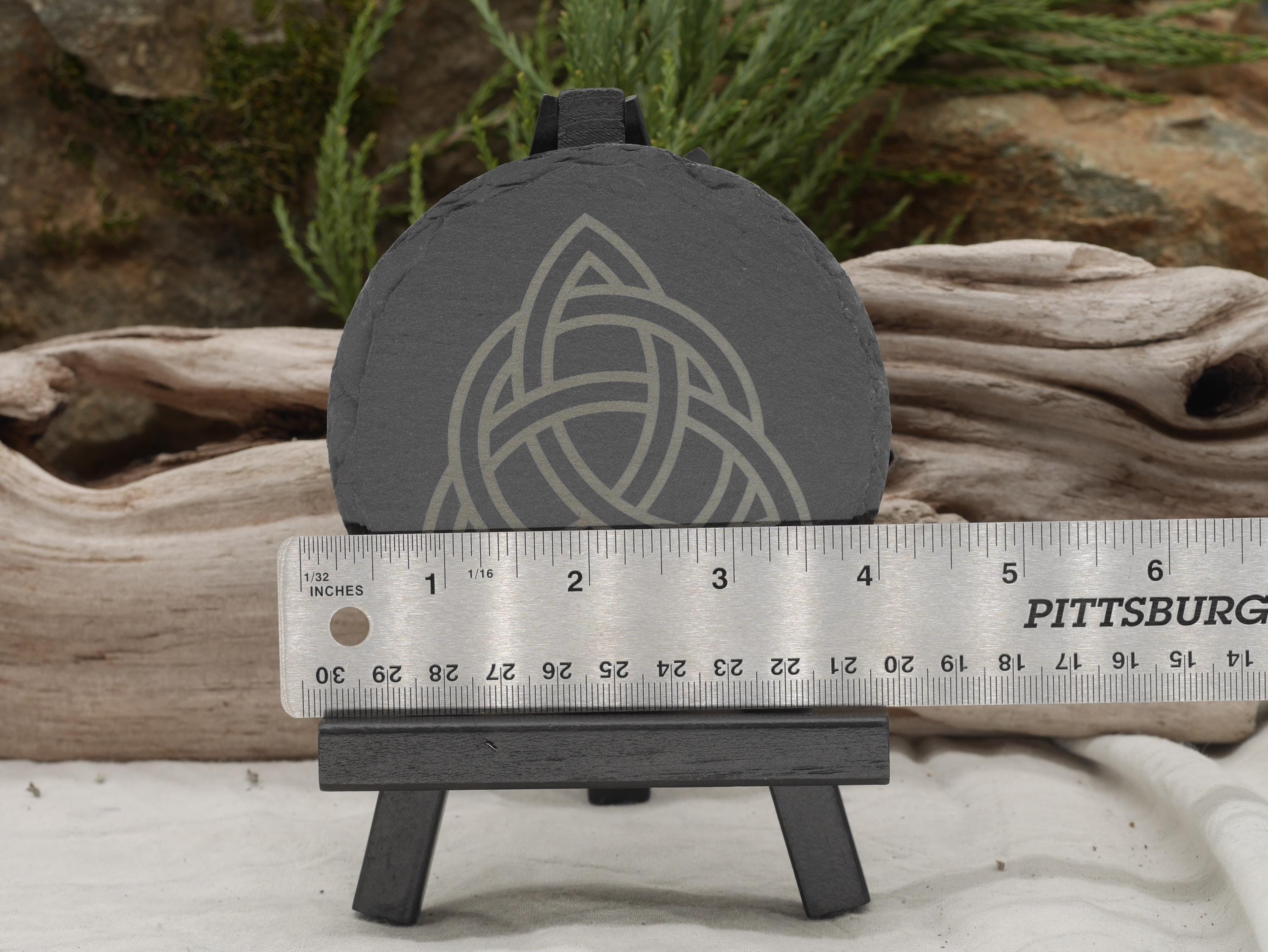 Triquetra Natural Slate Mini Altar Tray / Coaster - 4 Inches - Altar Piece - Offering Plate