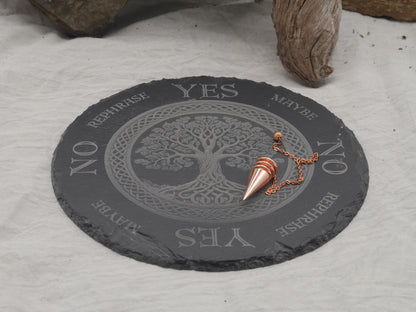 Celtic Tree of Life Pendulum Board on Natural Slate Tray - Yggdrasill -Divination - Altar Piece