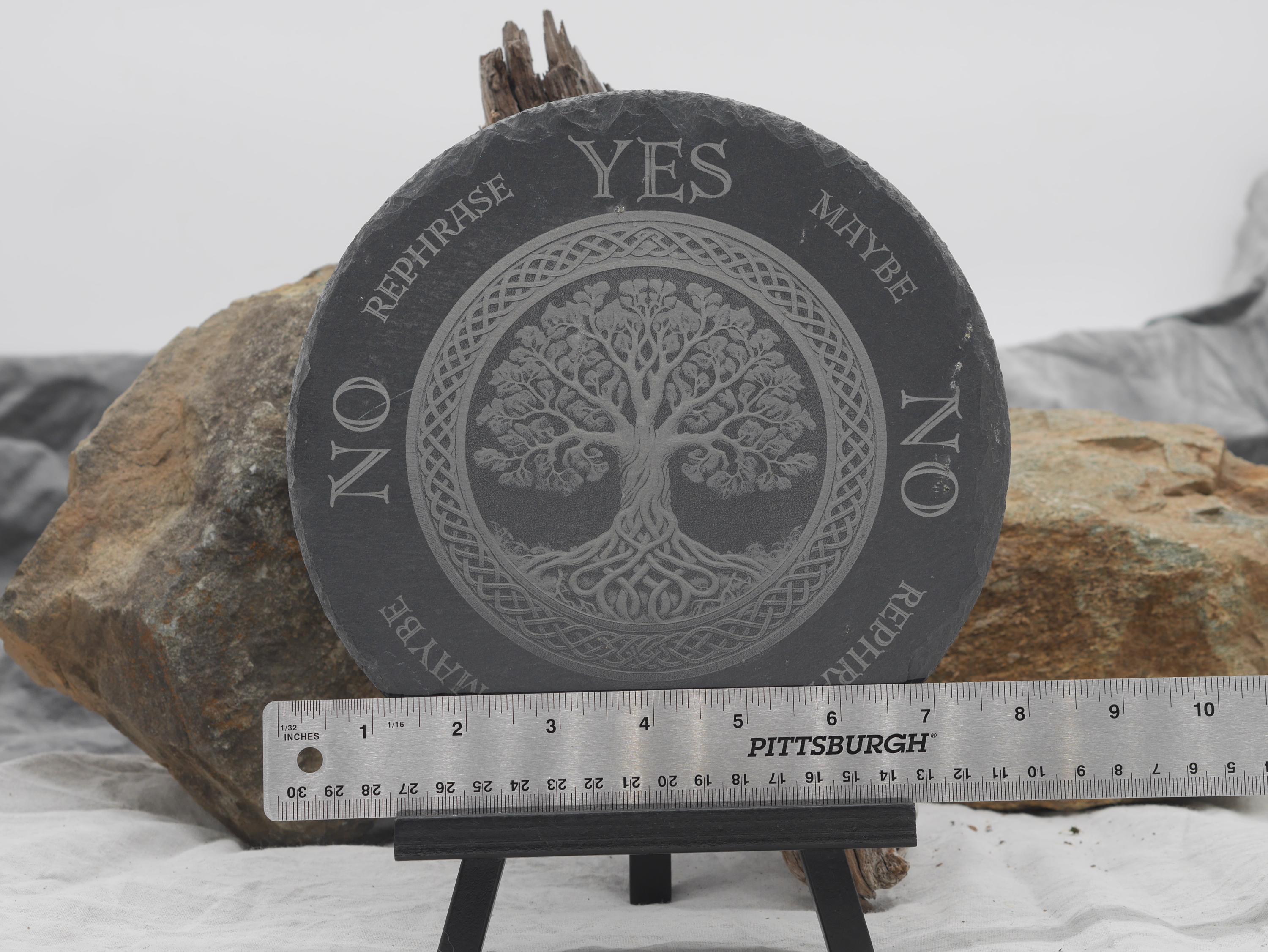 Celtic Tree of Life Pendulum Board on Natural Slate Tray - Yggdrasill -Divination - Altar Piece