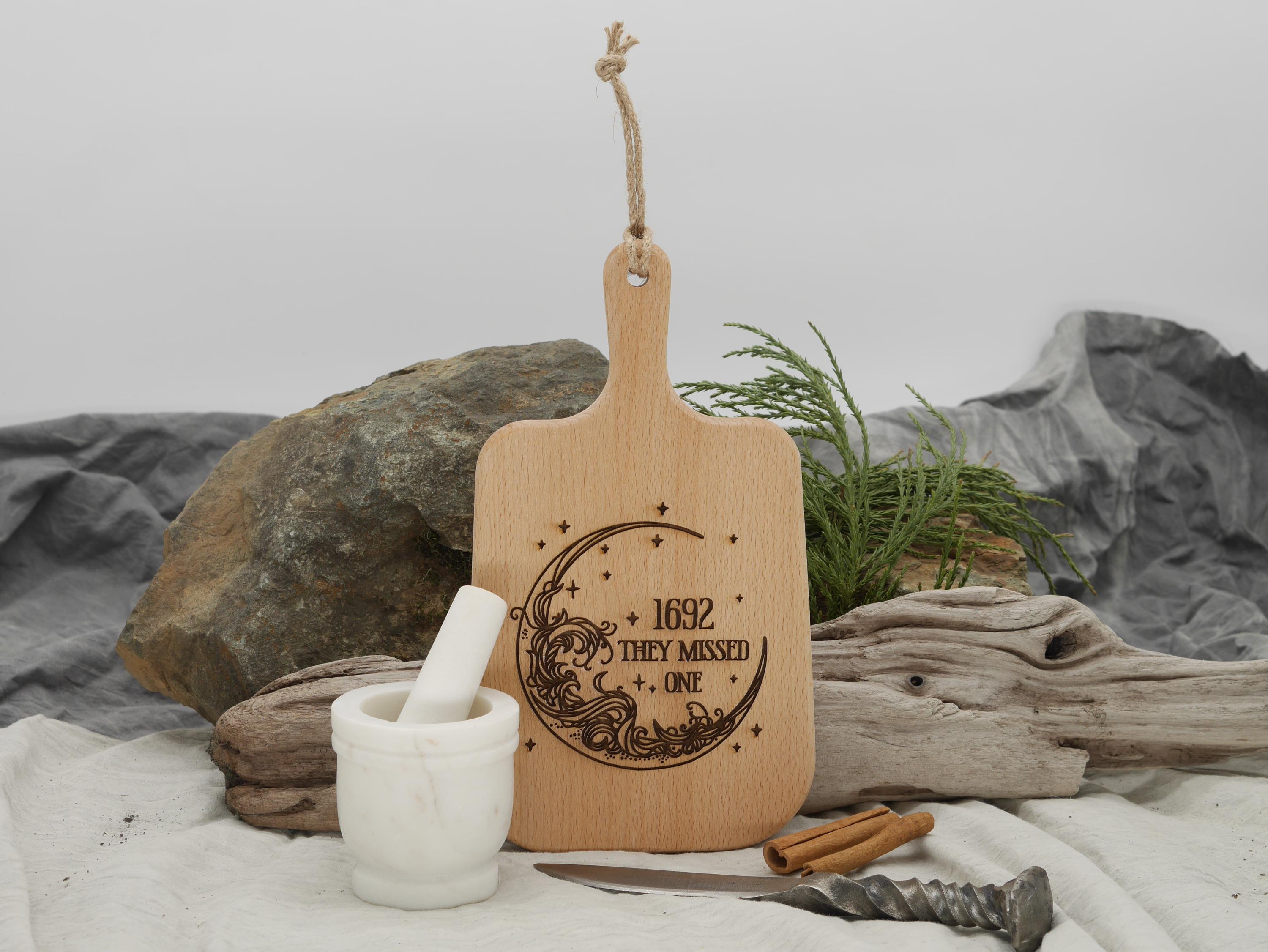 1692 They Missed One Wood Cutting Board: Witch Pagan Decor