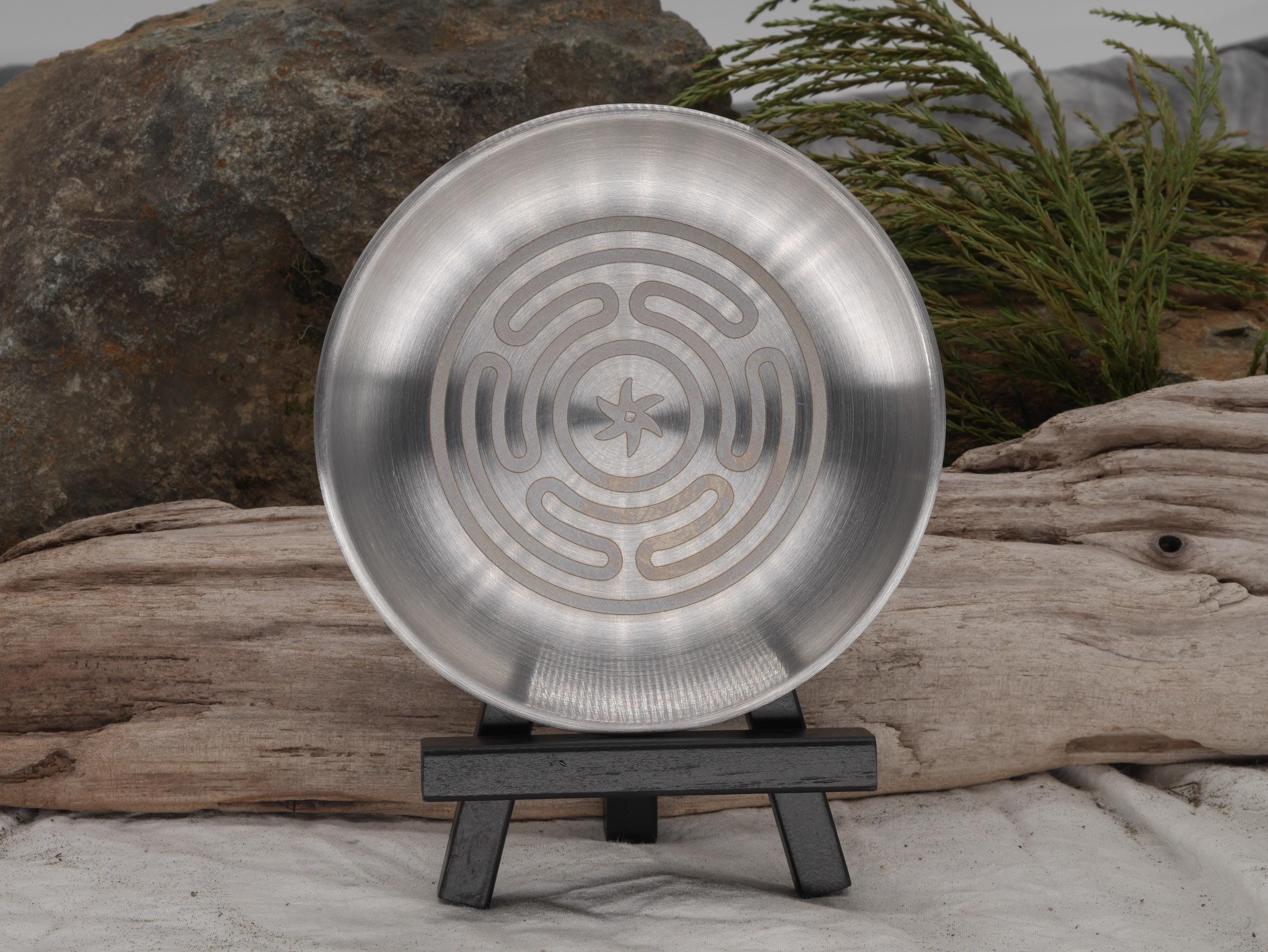 Hecate Strophalos Altar Tray: Engraved Stainless Steel Offering Plate (5 1/2&amp;quot;)