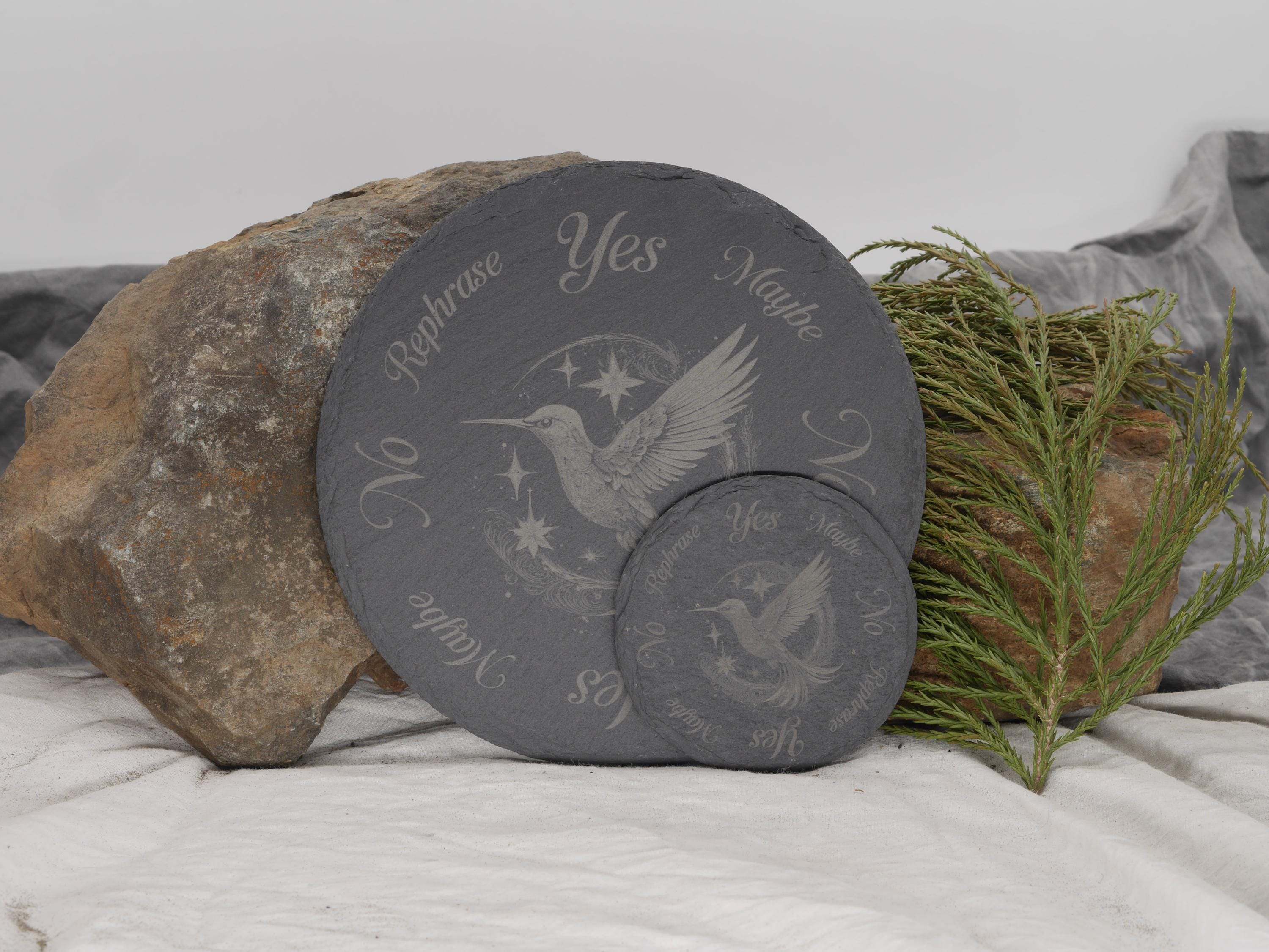 Hummingbird Pendulum Board on Natural Slate Tray - Divination - Altar Piece