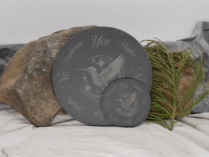 Hummingbird Pendulum Board on Natural Slate Tray - Divination - Altar Piece