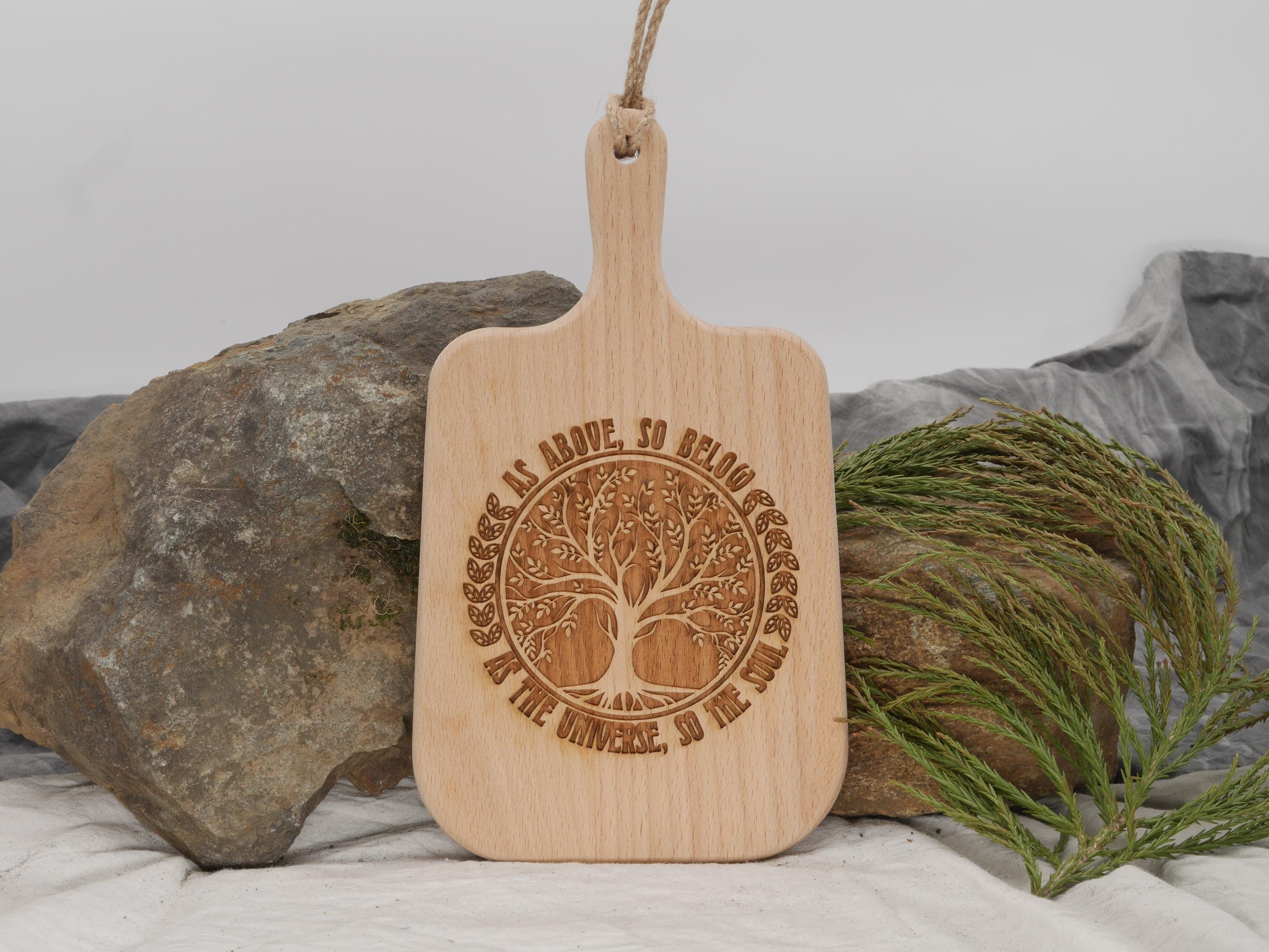 Tree of Life Wood Cutting Board: Pagan Witch Decor (10 inch)