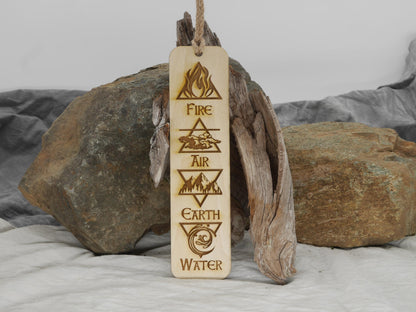 Four Elements Wood Wall Hanging: Altar Decor, Pagan Witchy Art
