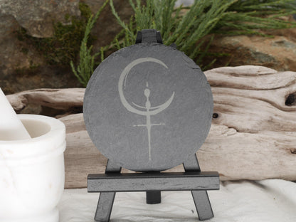 Lilith Sigil Slate Altar Tray: Engraved Symbol Coaster (4 Inches)