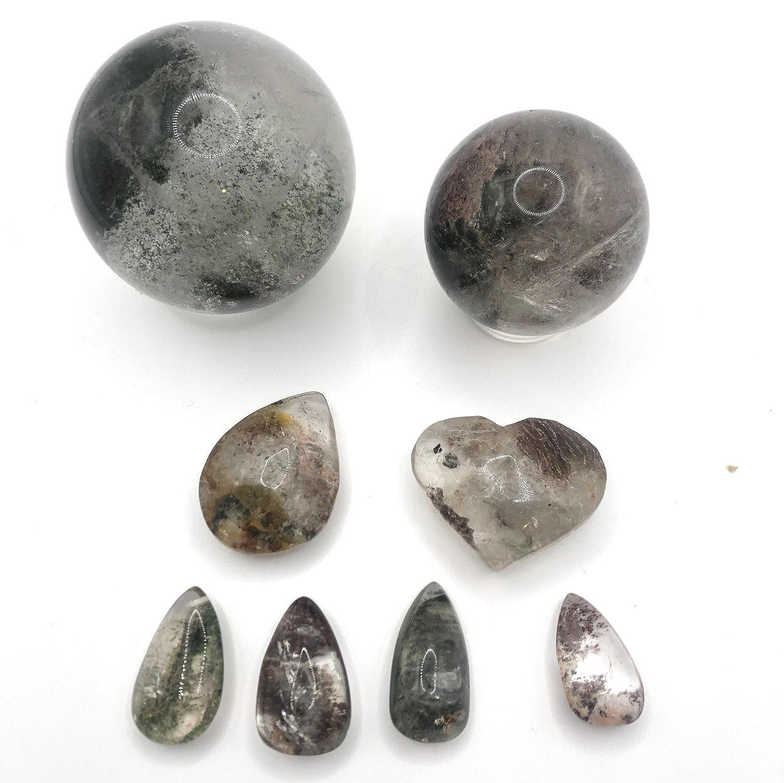 Garden Quartz Sphere &amp; Cabochon Set