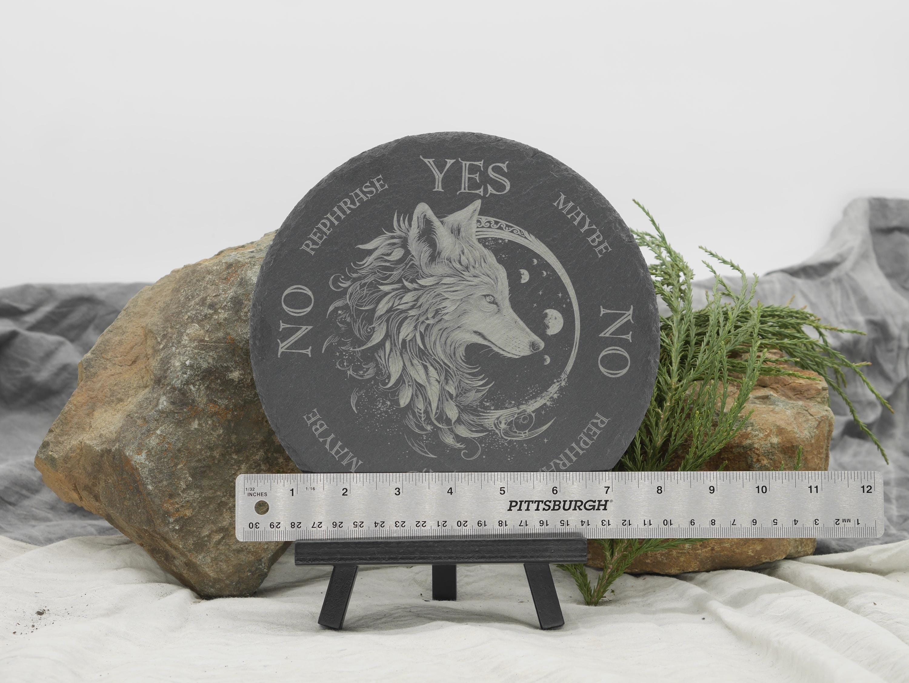 Mystical Wolf Pendulum Board on Natural Slate Tray - Divination - Altar Piece