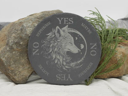 Mystical Wolf Pendulum Board on Natural Slate Tray - Divination - Altar Piece