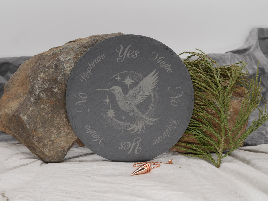 Hummingbird Pendulum Board on Natural Slate Tray - Divination - Altar Piece