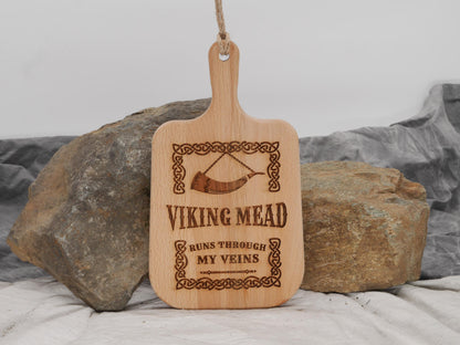Viking Mead Runs Through My Veins Cutting Board - Norse Decor