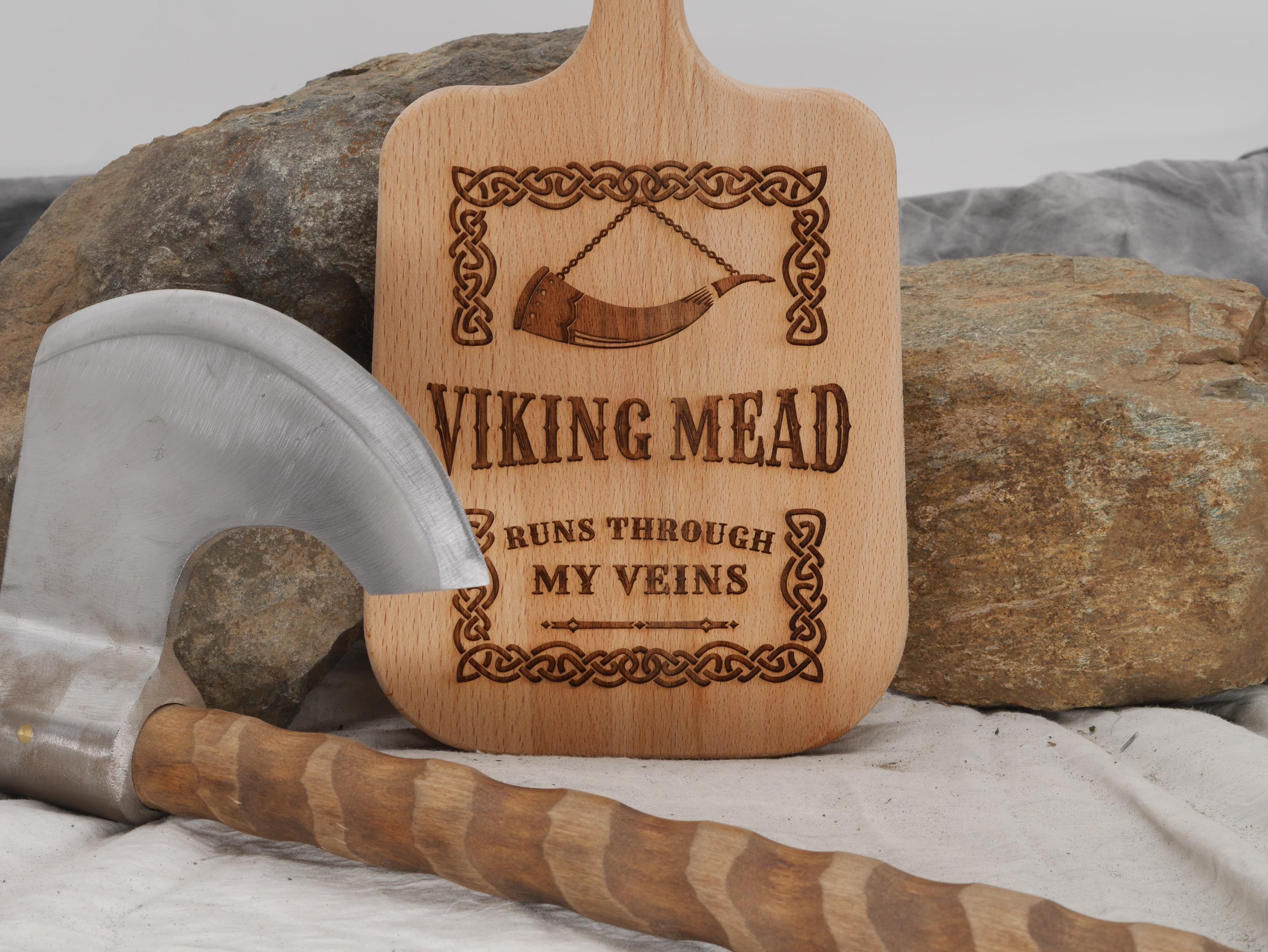 Viking Mead Runs Through My Veins Cutting Board - Norse Decor