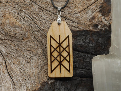 Web of Wyrd Cherry Wood Pendant: Pagan Witchy Necklace