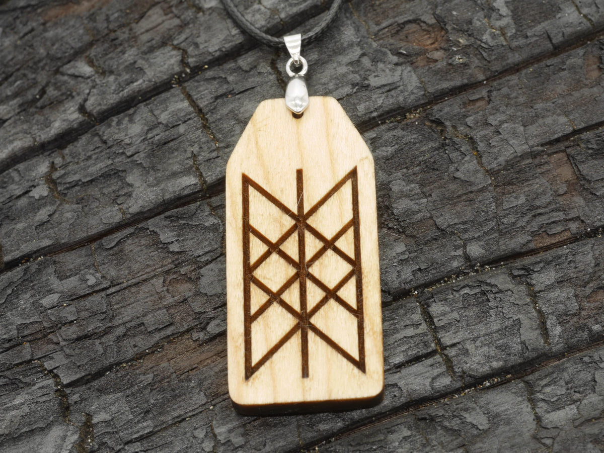 Web of Wyrd Cherry Wood Pendant: Pagan Witchy Necklace