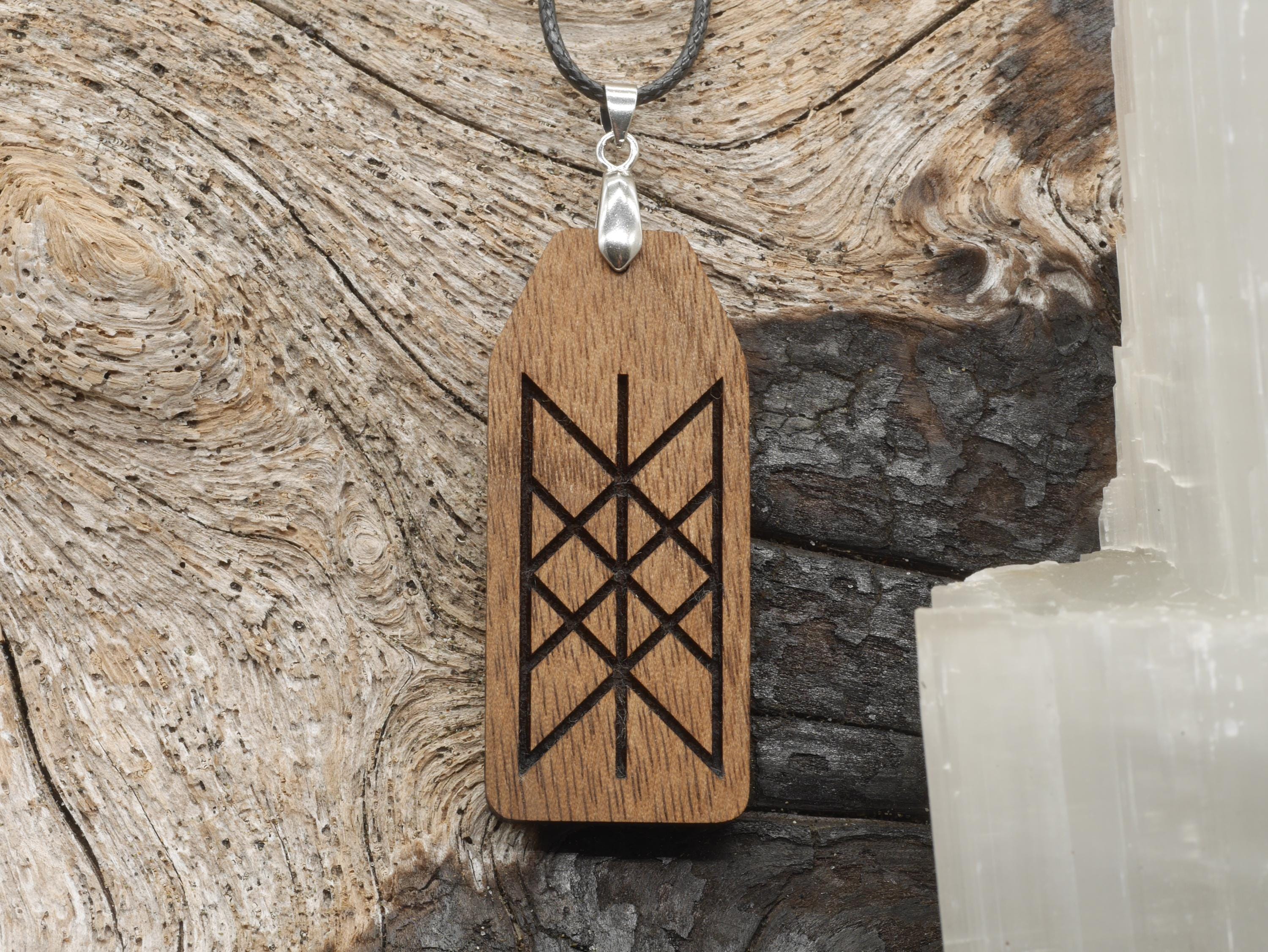 Web of Wyrd Walnut Wood Pendant - Witchy Pagan Necklace