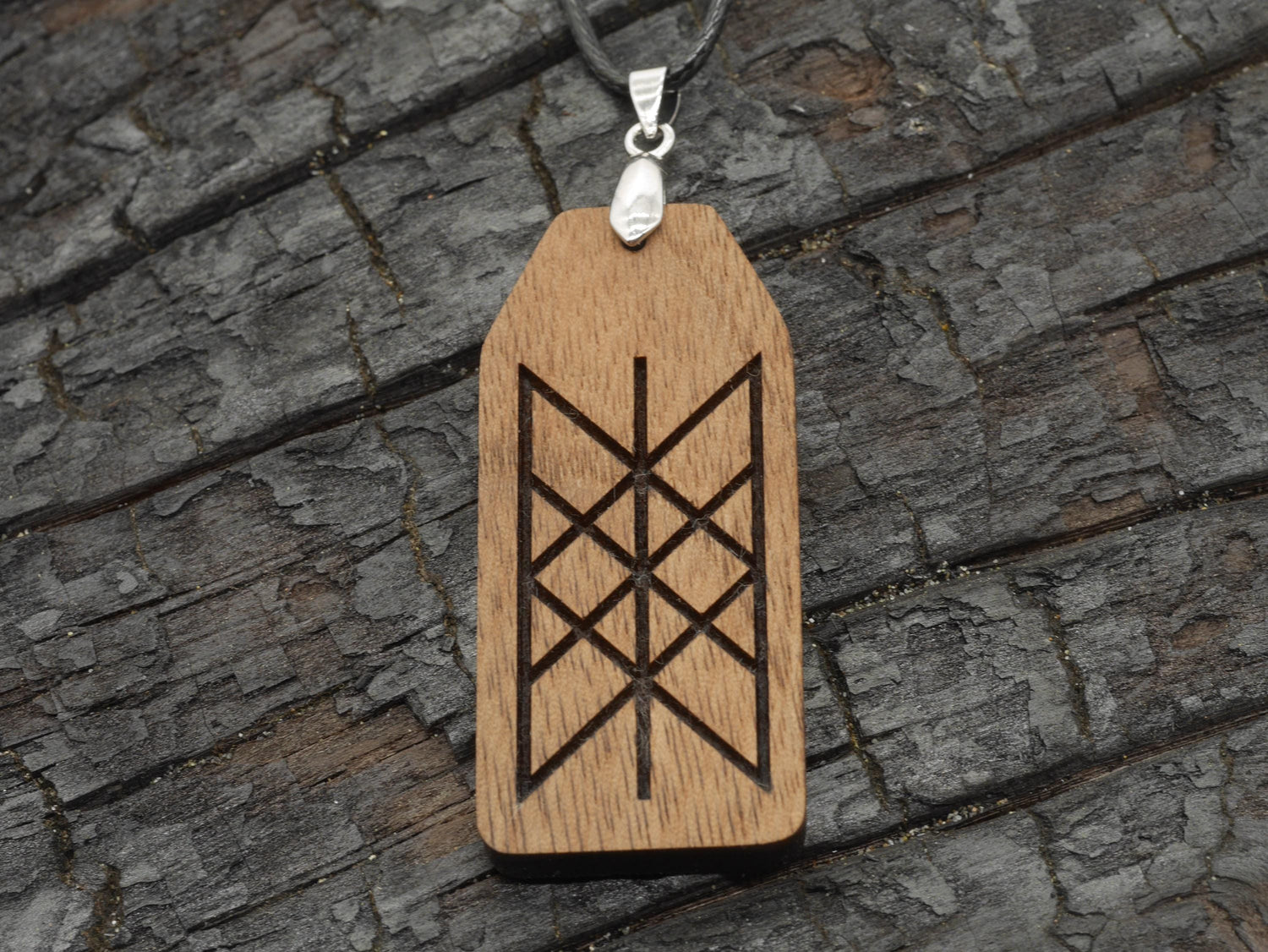 Web of Wyrd Walnut Wood Pendant - Witchy Pagan Necklace
