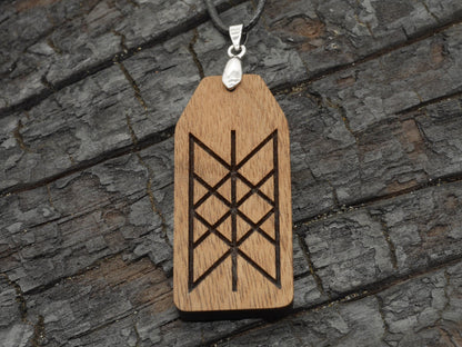 Web of Wyrd Walnut Wood Pendant - Witchy Pagan Necklace