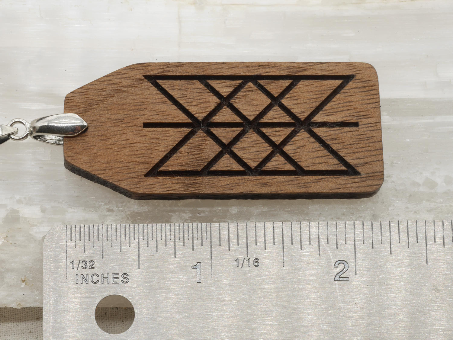 Web of Wyrd Walnut Wood Pendant - Witchy Pagan Necklace