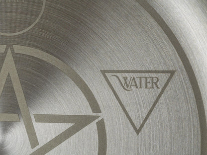 Engraved Stainless Steel Altar Tray: Elemental Pentacle Offering Plate (8 Inches)