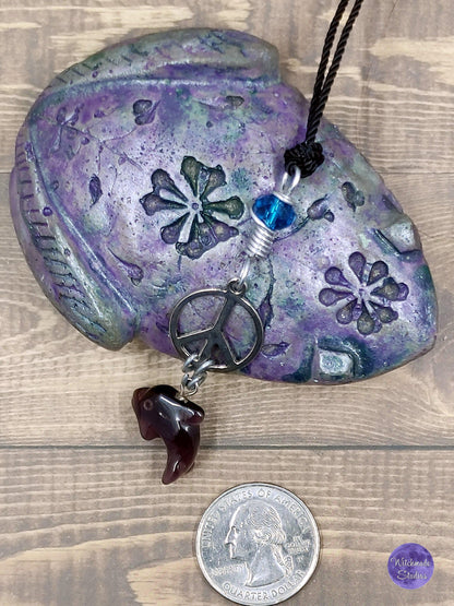Amethyst Dolphin Wire Wrap Crystal Necklace, Copper Metaphysical Jewelry JN140