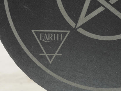 Engraved Slate Altar Tray: Elemental Pentacle Offering Plate