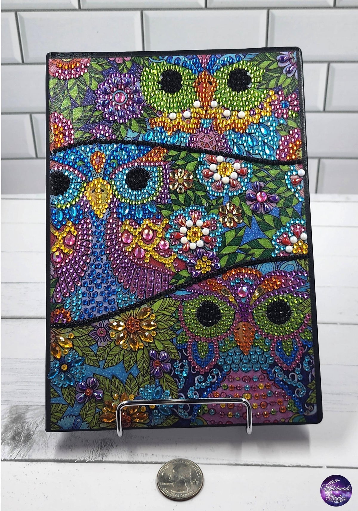 Owl Trio Journal, Metallic Foil Accents, Embossed Unlined Diary J17