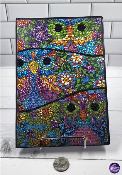 Owl Trio Journal, Metallic Foil Accents, Embossed Unlined Diary J17