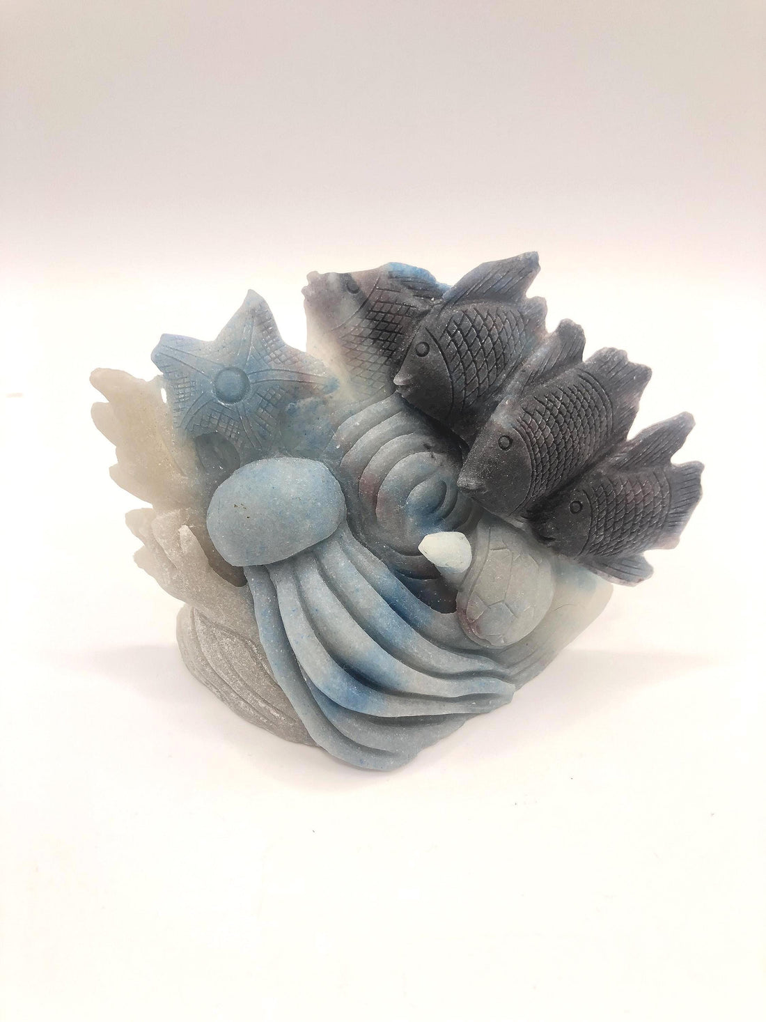 Trolleite Carvings: Ocean Scene, Bracelet, Palm Stone